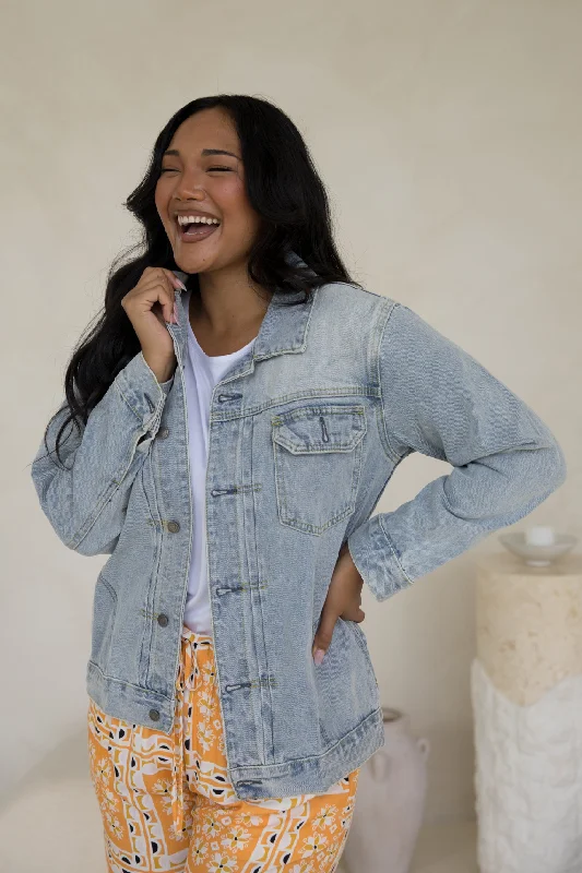 Denim Basic Jacket in Light Wash Denim