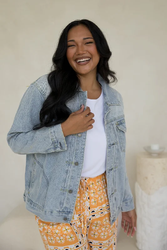 Denim Basic Jacket in Light Wash Denim