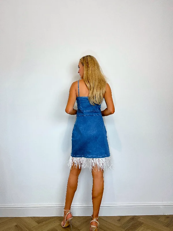 Kands London Denim Feather Detail Dress