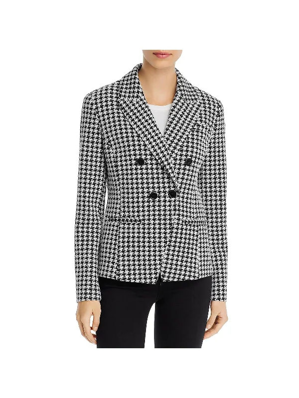 Womens Double Breasted Houndstooth Blazer