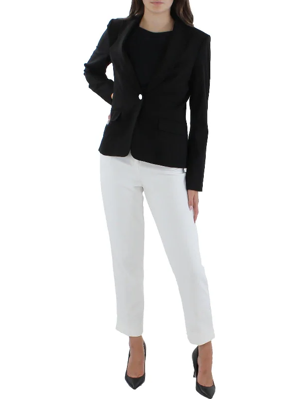 Womens Office Collared One-Button Blazer